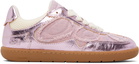 GANNI Pink Crinkle Metallic Sneakers
