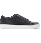 Lanvin - Cap-Toe Suede and Patent-Leather Sneakers - Men - Charcoal