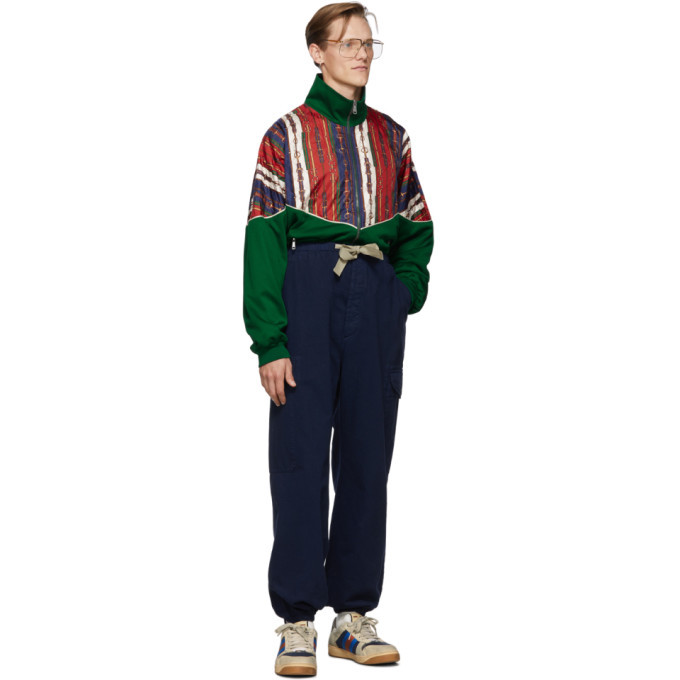 Gucci Blue Herringbone Cargo Pants