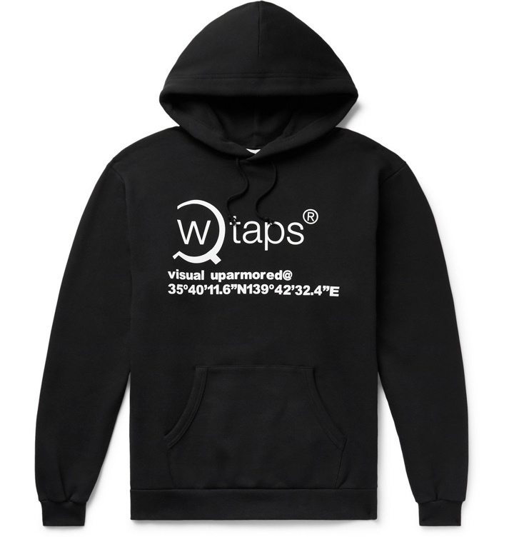 Photo: WTAPS - Logo-Print Fleece-Back Cotton-Jersey Hoodie - Black