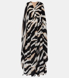 Elie Saab Caped zebra-print silk gown