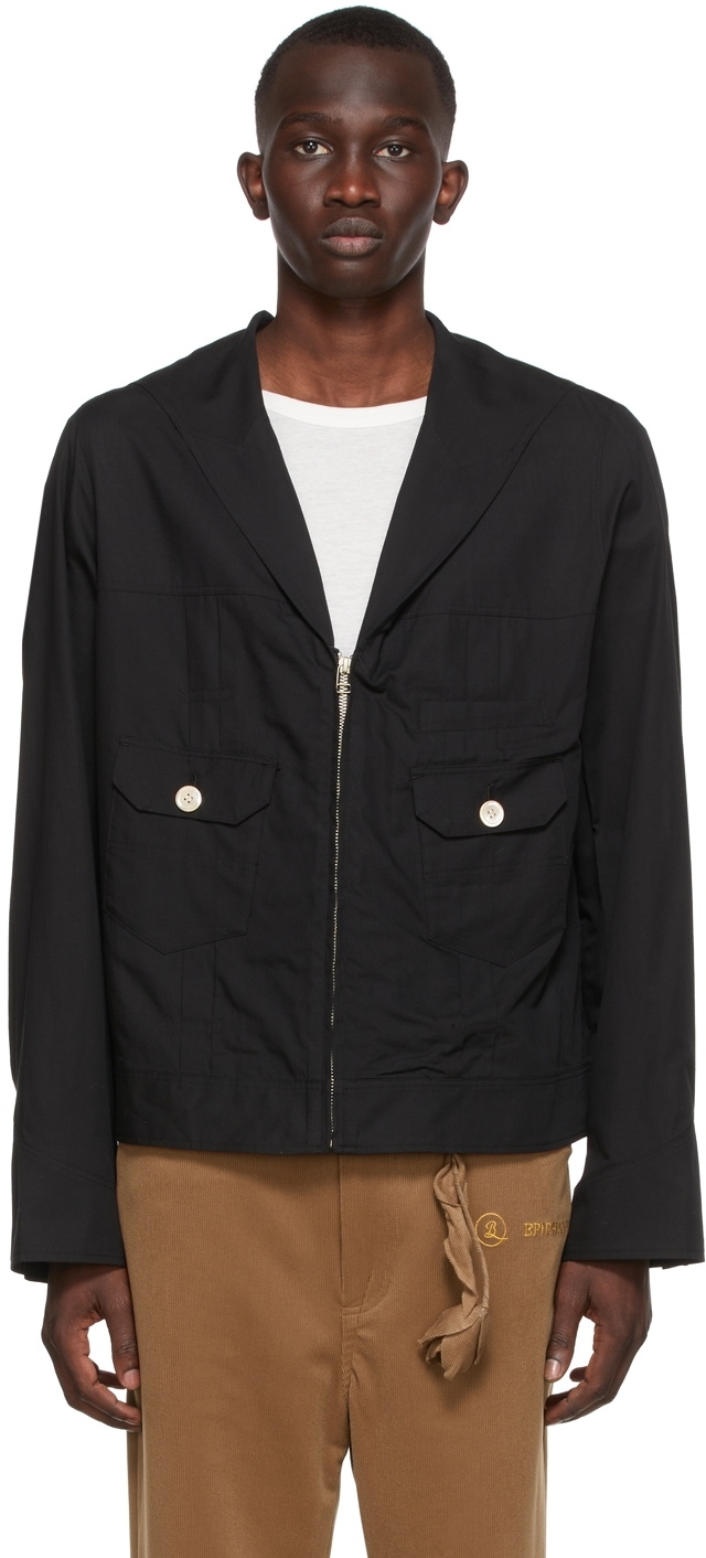 BED J.W. FORD Black Sailor Collar Zip-Up Shirt BED J.W. FORD