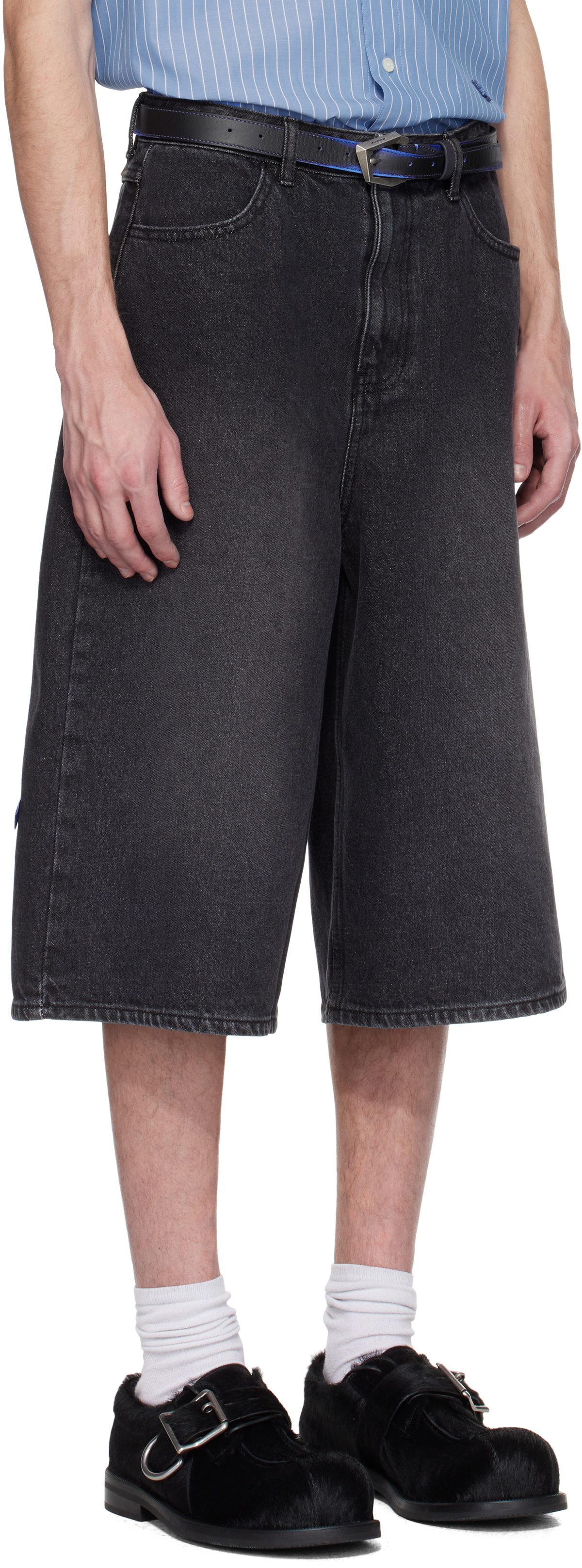 ADER error Black Sig; TRS Tag 01 Denim Shorts