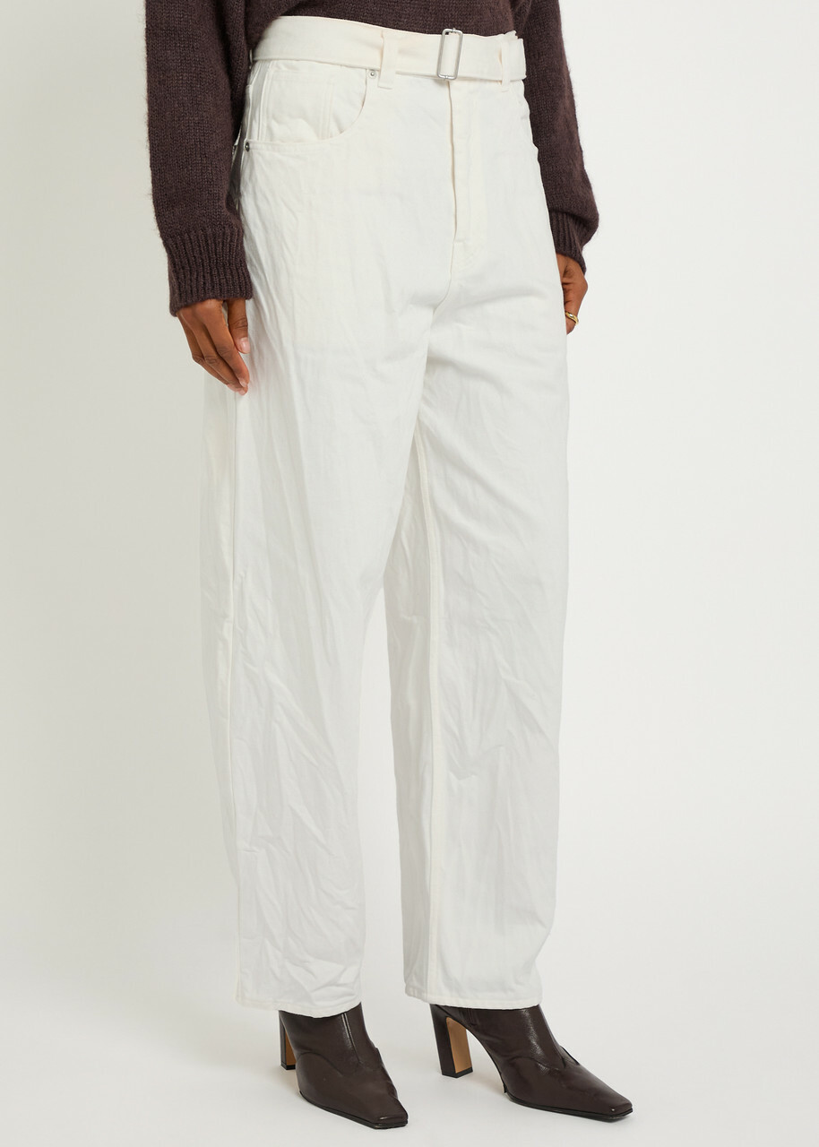 Studio Nicholson Cahun Belted Tapered-leg Jeans White