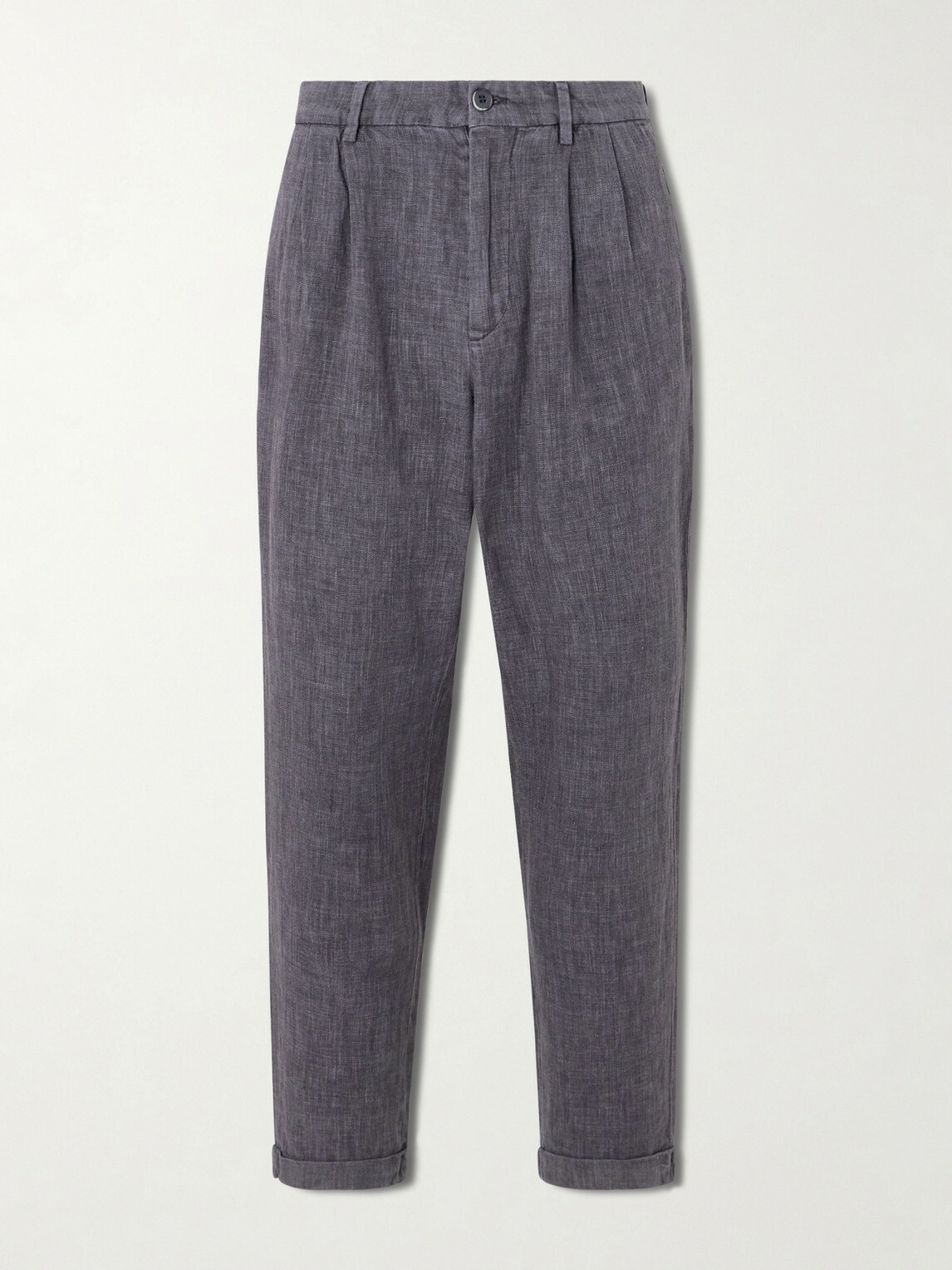 Barena - Cropped Tapered Pleated Linen-Blend Suit Trousers - Gray