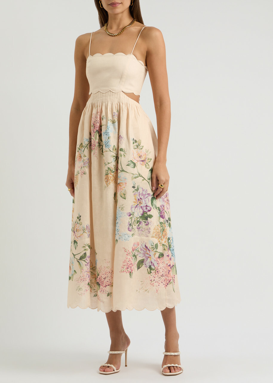 【Zimmermann】Floral linen midi dress Zimmermann Floral Linen Midi-Dress | Saks Fifth Avenue