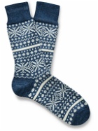 Corgi - Fair Isle Wool and Cotton-Blend Jacquard Socks - Blue