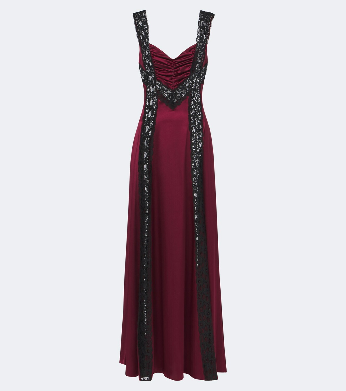 Rodarte Ruched lace-trimmed silk satin gown