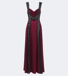 Rodarte Ruched lace-trimmed silk satin gown