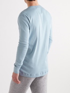 Hemen Biarritz - Harri Slim-Fit Organic Cotton-Jersey Henley Pyjama T-Shirt - Blue