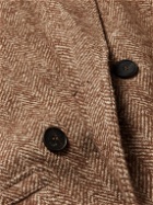 Yuri Yuri - Double-Breasted Herringbone Wool-Tweed Coat - Brown