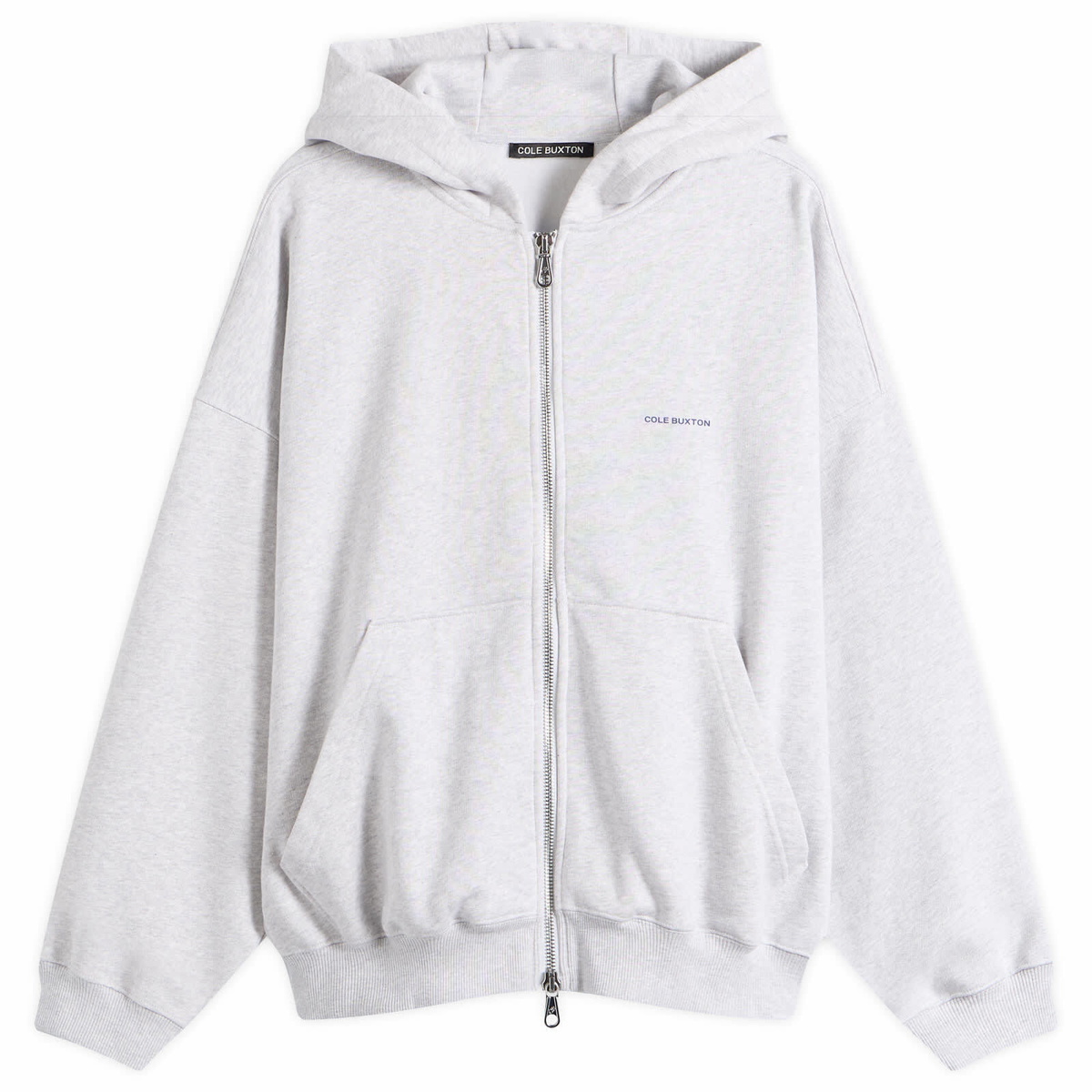 Cole Buxton Men's Mini Logo Zipped Hoodie in Light Grey Marl