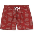 Frescobol Carioca - Modernist Slim-Fit Short-Length Printed Swim Shorts - Red