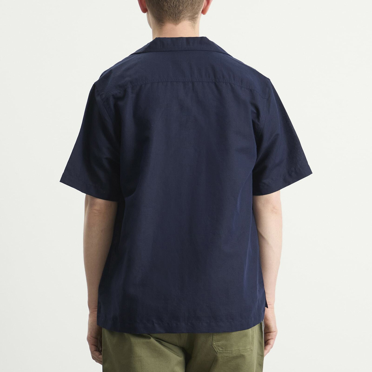 Universal Works Men's Linen Cotton Camp Shirt in Navy