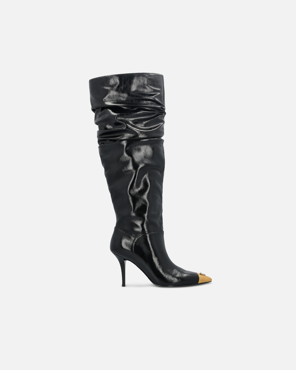 Pinko Nappa Leather Boots With Metal Toe Limo Black