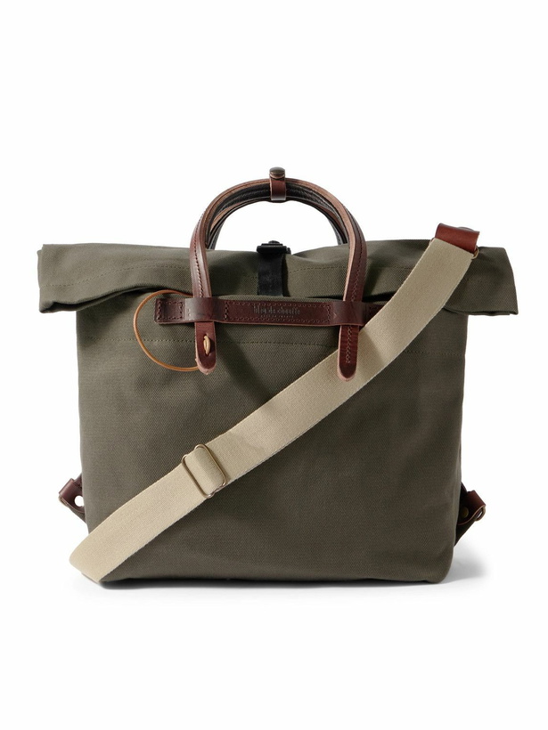 Photo: Bleu de Chauffe - Woody Business Leather-Trimmed Canvas Messenger Bag