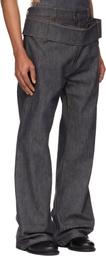 Courrèges Gray Double Belt Denim Jeans