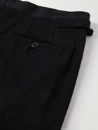 Saman Amel - Straight-Leg Pleated Cotton-Blend Twill Trousers - Black