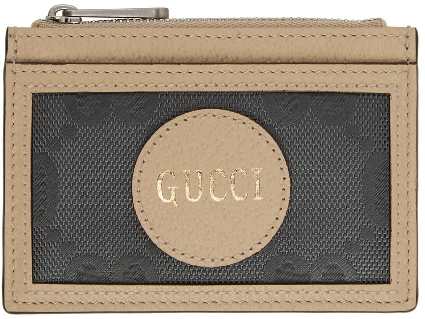 Brown Snake-print GG-jacquard and leather cardholder, Gucci