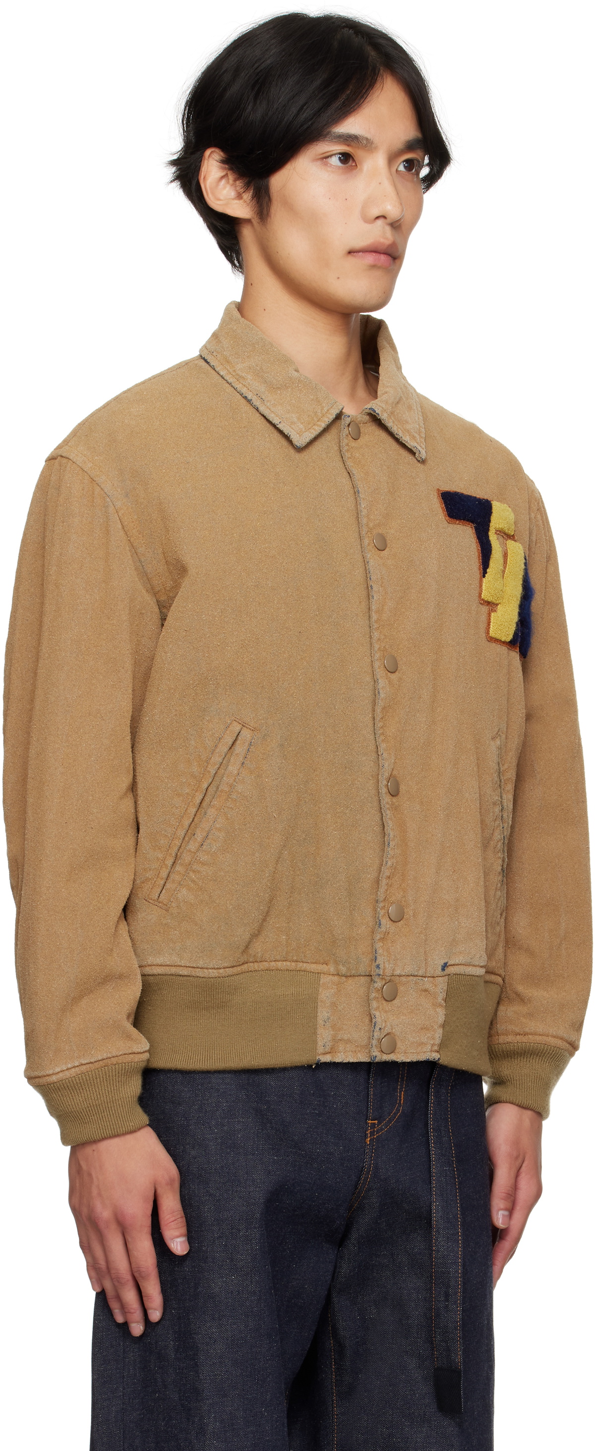 Toga Virilis Beige Flocked Denim Jacket