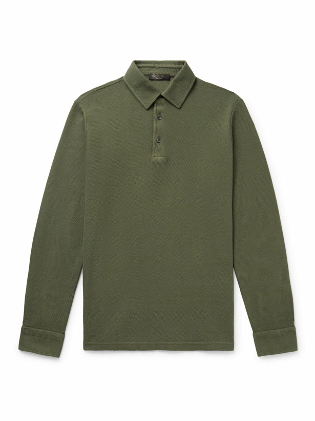 Photo: Loro Piana - Cotton-Piqué Polo Shirt - Green