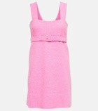 Patou Belted cotton-blend tweed minidress
