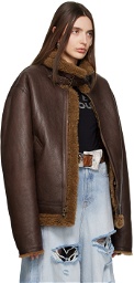 VETEMENTS Brown Inside-Out Reversible Leather Jacket