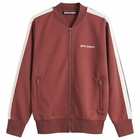 Palm Angels Men's Logo Bomber Track Jacket in Burgundy
