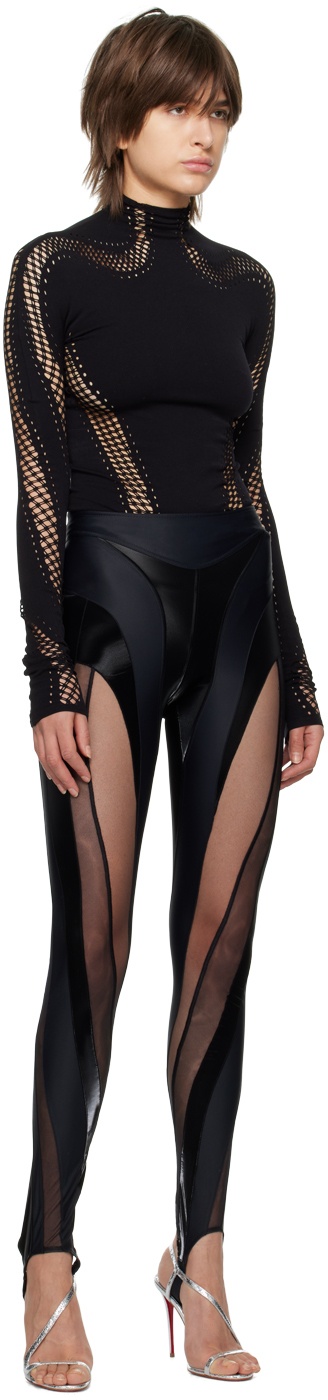 Paneled mesh and jersey leggings in black - Mugler, Mytheresa
