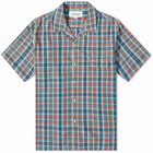 Eastlogue Men's Holiday Short Sleeve Shirt in Blue/Orange Check