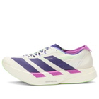 Adidas Running adidas Adizero Adios Pro 4 Sneaker in White/Collegiate Purple/Lime Burst