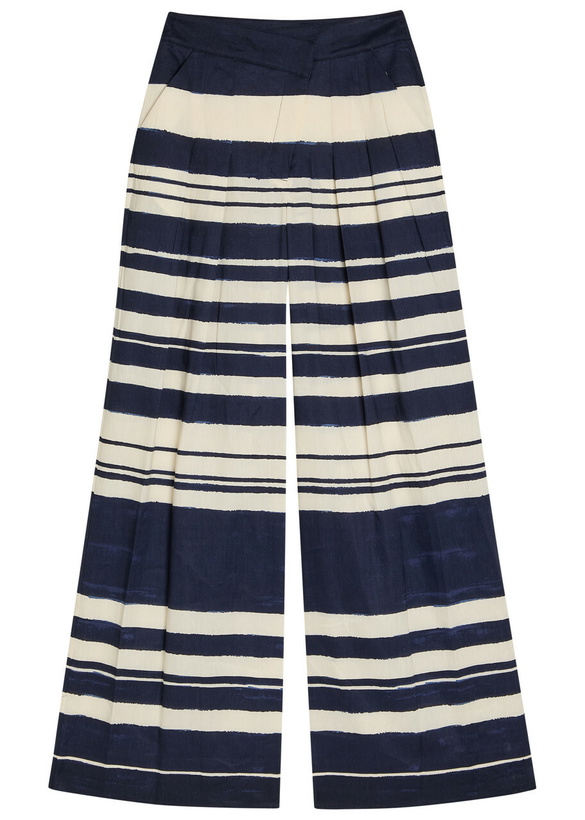 Photo: Veronica Beard Heron Striped Wide-leg Trousers Navy