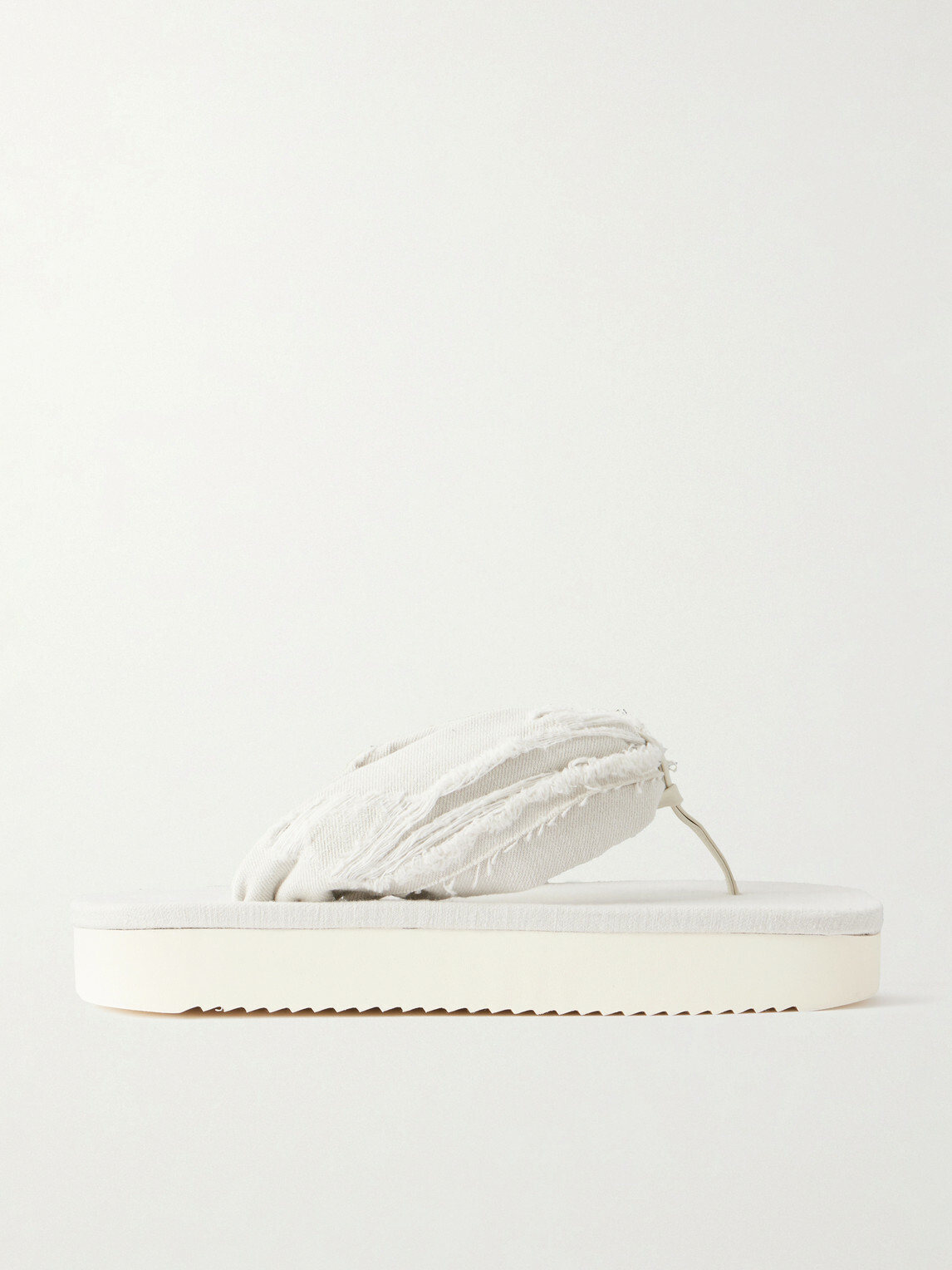 DRKSHDW by Rick Owens - Frayed Denim Sandals - White
