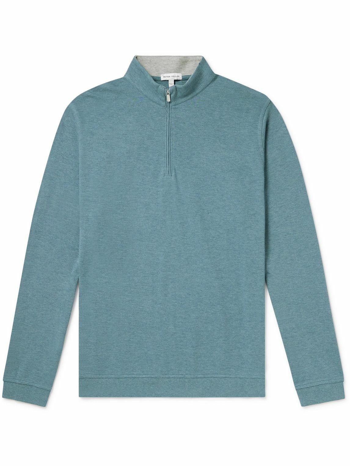 Photo: Peter Millar - Crown Cotton-Blend Piqué Half-Zip Sweatshirt - Blue