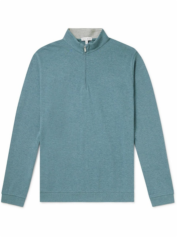 Photo: Peter Millar - Crown Cotton-Blend Piqué Half-Zip Sweatshirt - Blue