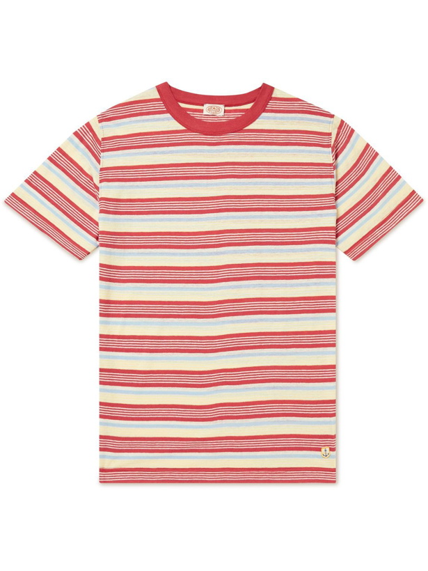 Photo: Armor Lux - Logo-Appliquéd Striped Cotton-Jersey T-Shirt - Red