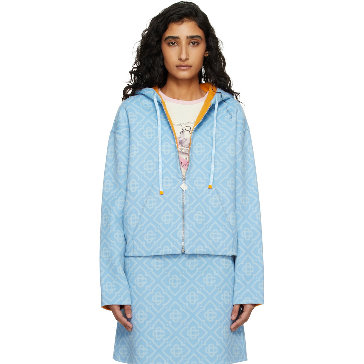 Casablanca Blue Double Faced Wool Hoodie