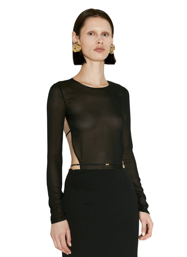 Photo: Saint Laurent Long-Sleeve Georgette Bodysuit