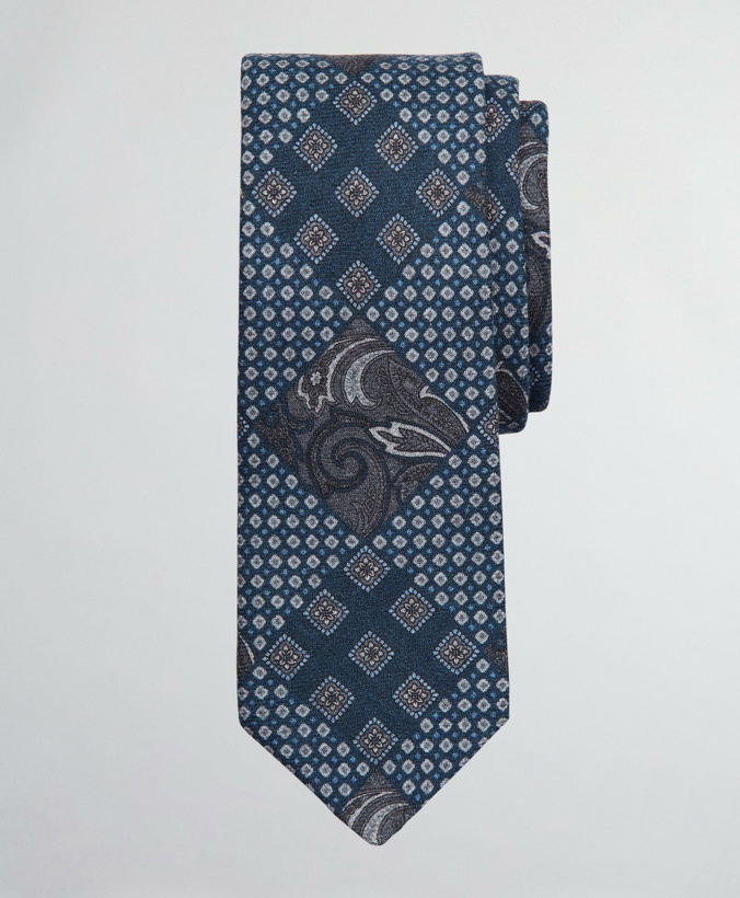 Photo: Brooks Brothers Men's Patchwork Print Tie | Navy