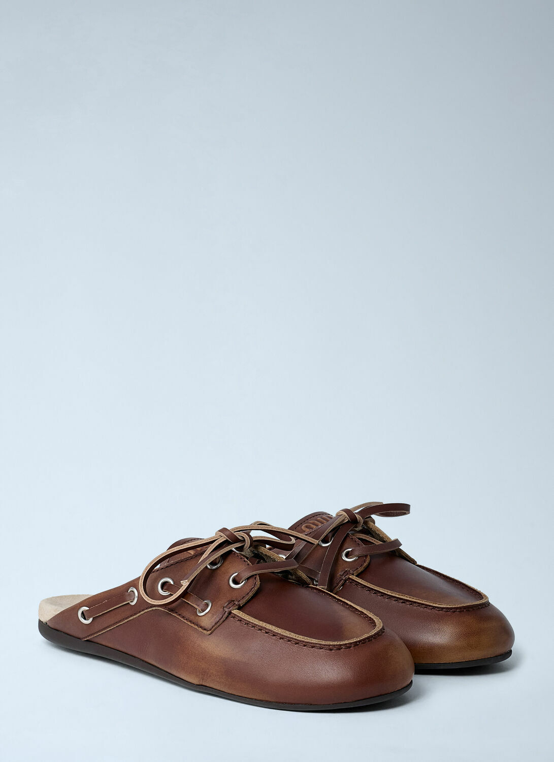 Miu Miu Leather Lace-Up Mules