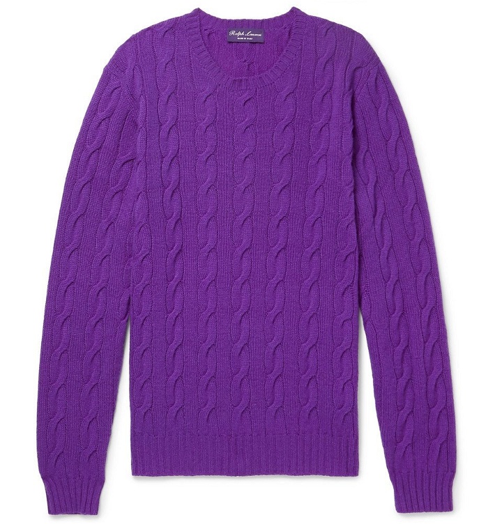 Photo: Ralph Lauren Purple Label - Slim-Fit Cable-Knit Cashmere Sweater - Men - Purple