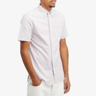 Beams Plus Men's Button Down Short Sleeve Shirt in Wine Candy Stripe