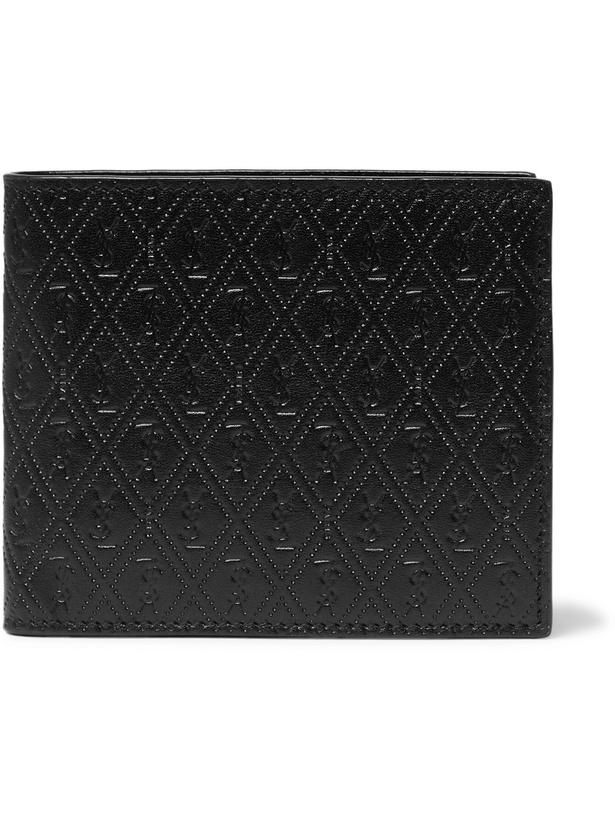 Photo: SAINT LAURENT - East/West Logo-Debossed Leather Billfold Wallet - Black