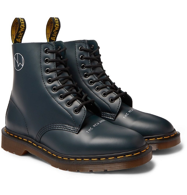Photo: Undercover - Dr. Martens 1460 Printed Leather Boots - Navy