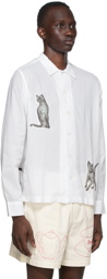 Bode SSENSE Exclusive White Limited Edition Cat Motif Shirt