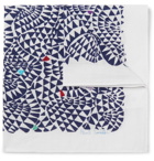 Paul Smith - Embroidered Printed Cotton-Voile Pocket Square - Navy