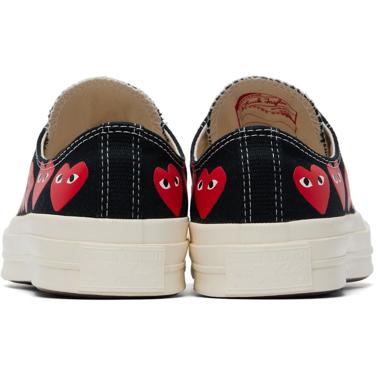 COMME des GARÇONS PLAY Black Converse Edition Chuck 70 Multi Heart Sneakers