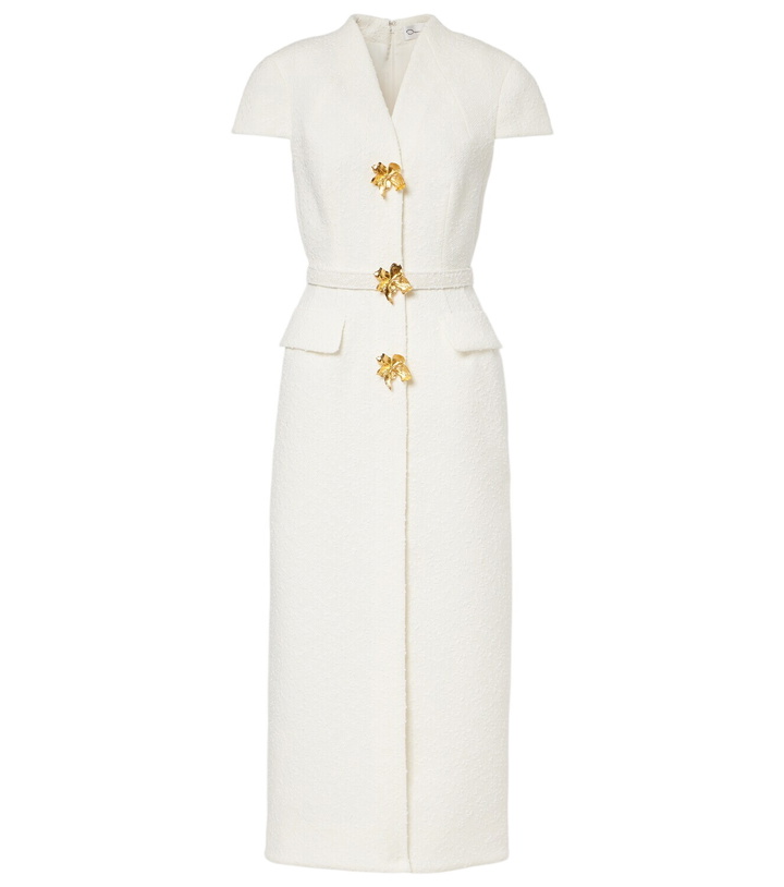 Photo: Oscar de la Renta Embellished belted tweed midi dress