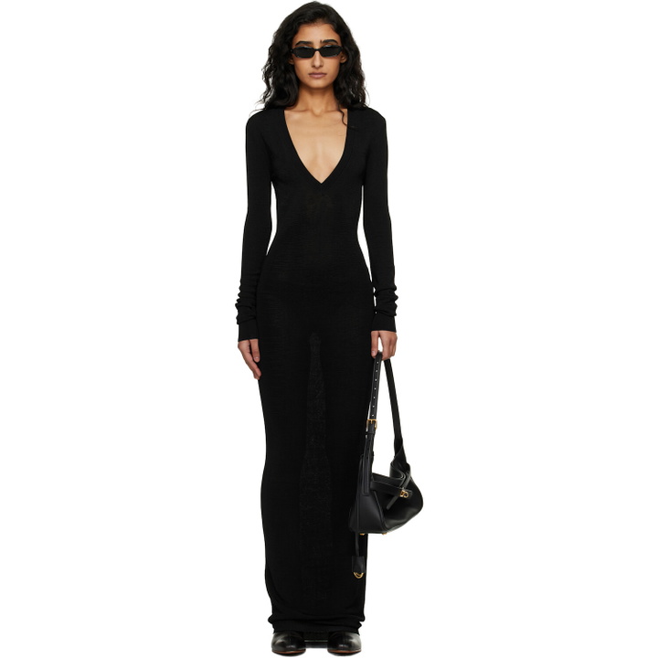 Photo: Entire Studios Black Long Sleeve V Neck Maxi Dress