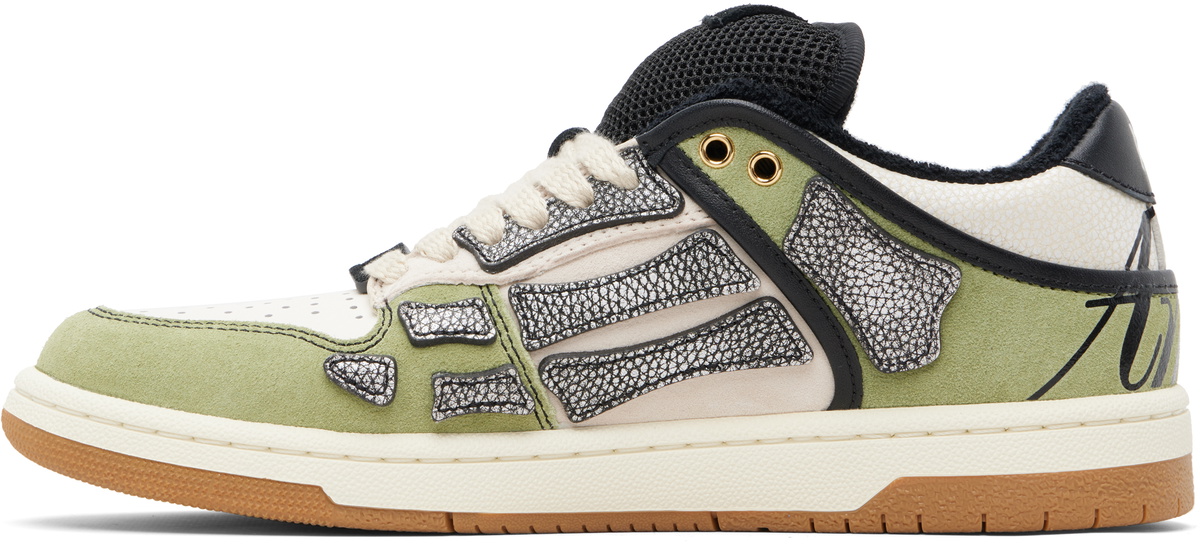 AMIRI White & Green XL Skel Top Low Sneakers